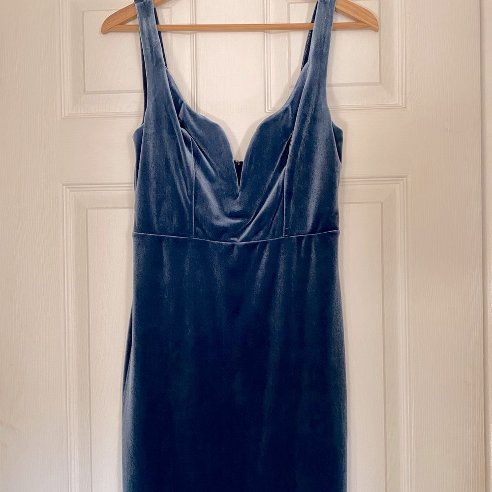Express Light Blue Velvet Mini Dress